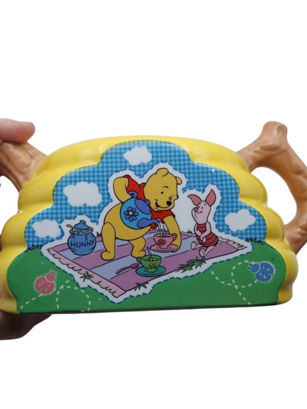 Disney Winnie The Pooh Ceramic Yellow Bee Hive Teapot Piglet Picinic & Bee Lid - Picture 7 of 14